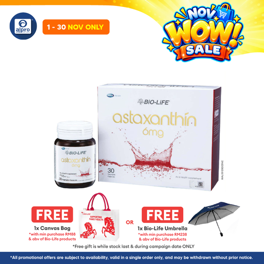 Bio-life Astaxanthin 6mg 30s | Skin Firming & Brightening
