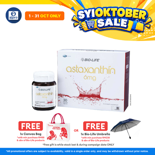 Bio-life Astaxanthin 6mg 30s | Skin Firming & Brightening