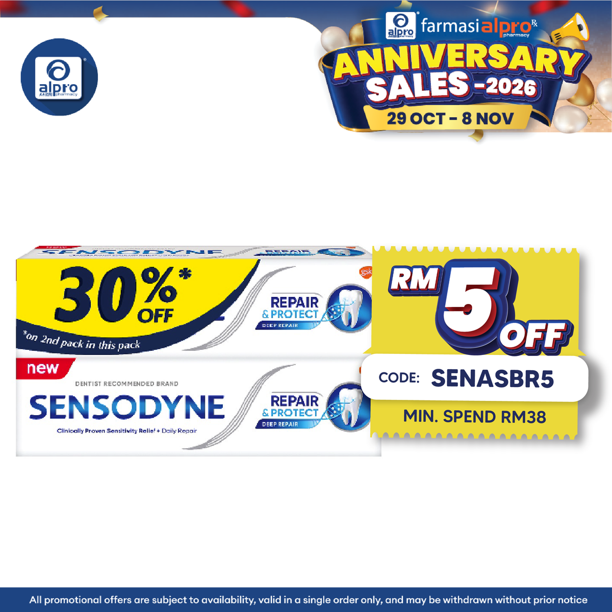 Sensodyne Repair & Protect – Deep Repair (100g ×2s) | Advanced Sensitivity & Cavity Protection