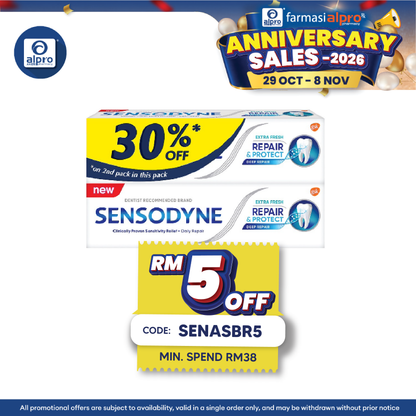 Sensodyne Repair & Protect – Extra Fresh (100g ×2s) | Advanced Sensitivity & Cavity Protection