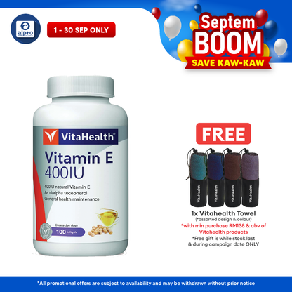Vitahealth Vitamin E 400IU 100s | Skin Firming & Brightening Vitahealth