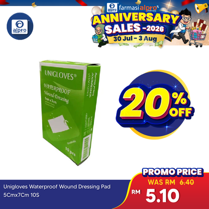 Unigloves Sterile Film Dressing With Pad 5cmx7cm 10s Unigloves