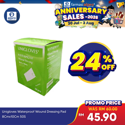 Unigloves Sterile Film Dressing With Pad 8cmx10cm 50s Unigloves