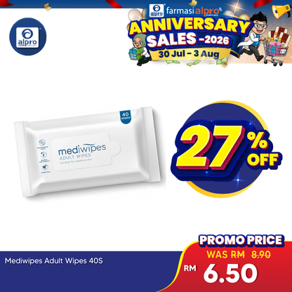 Mediwipes Adult Wipes 40s | Soft & Gentle Medi+