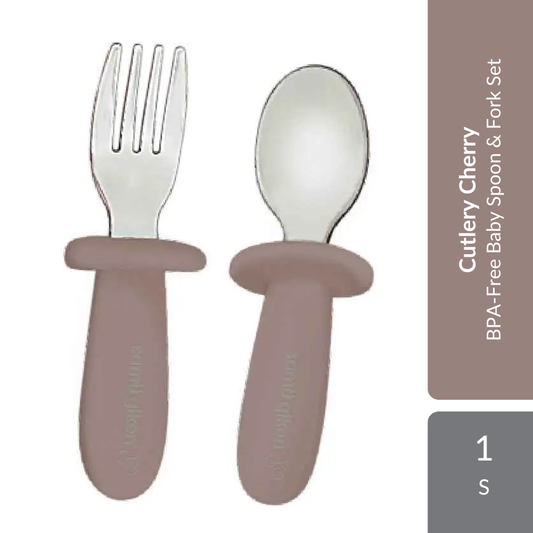 Samu Giken Cutlery Cherry 1s | BPA-Free Baby Spoon & Fork Set For Self-Feeding Samu Giken