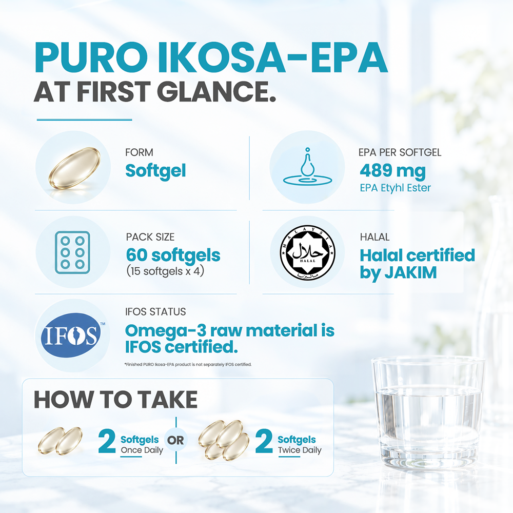 Puro Ikosa-EPA 489mg Softgel 60s | Pure EPA Omega 3 Health Supplement