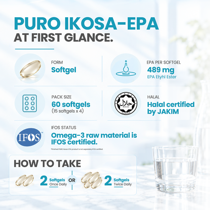 Puro Ikosa-EPA 489mg Softgel 60s | Pure EPA Omega 3 Health Supplement