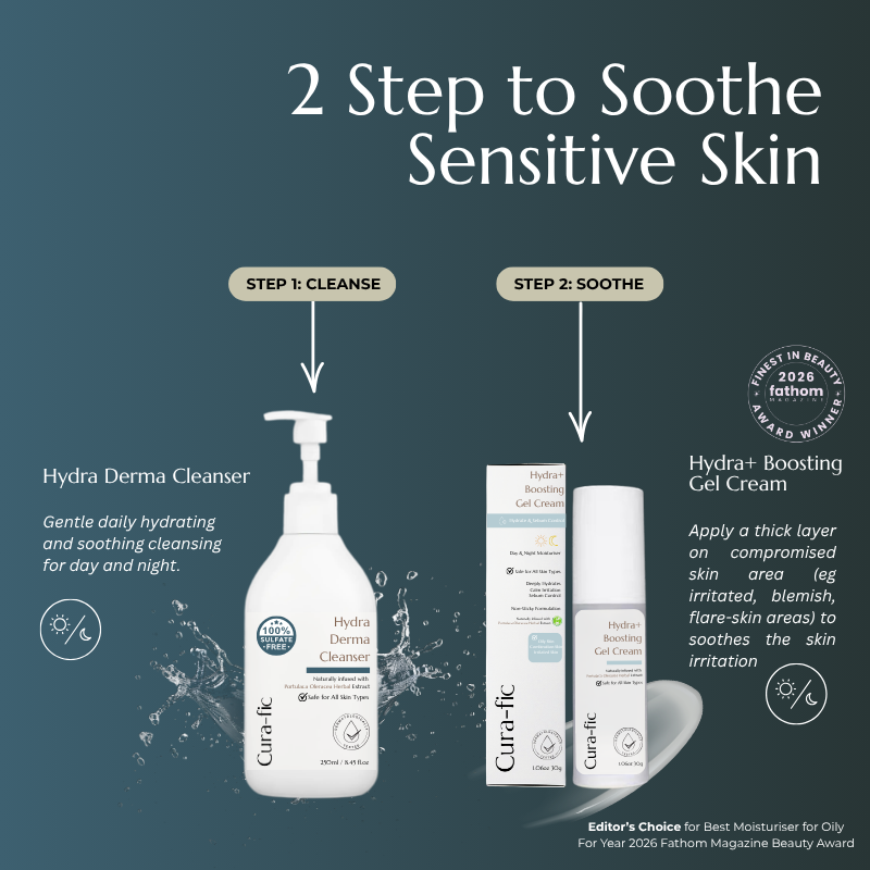 Cura-Fic Hydra Derma Cleanser-Full Size 250mL | Anti-Aging Herbs & Soothe Irritated Skin