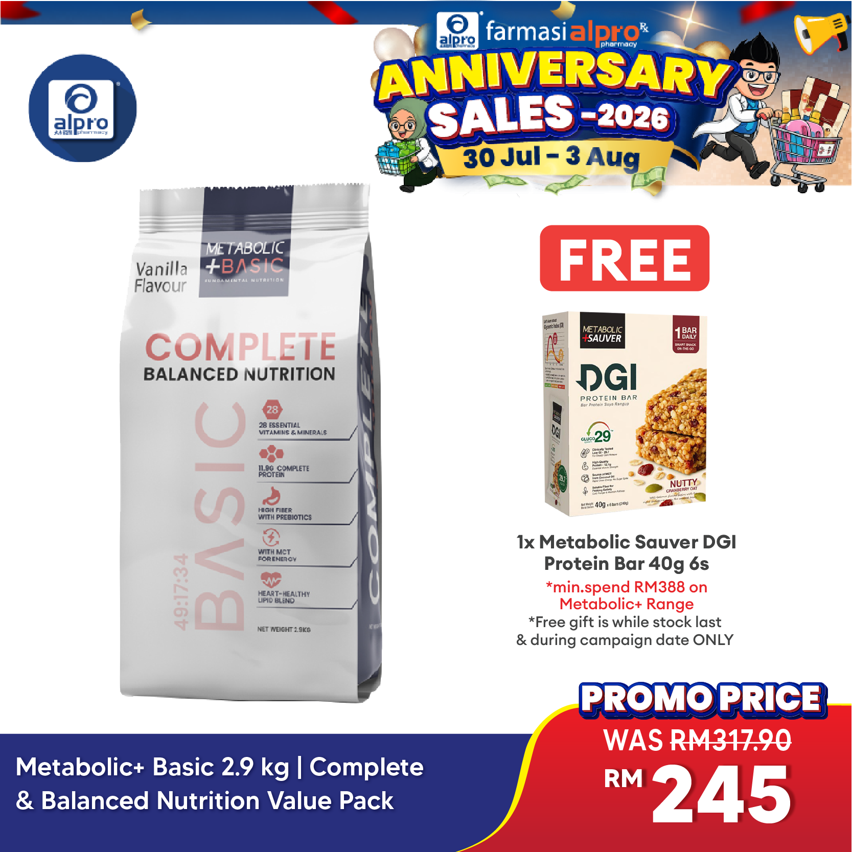 Metabolic+ Basic 2.9 kg | Complete & Balanced Nutrition Value Pack Metabolic