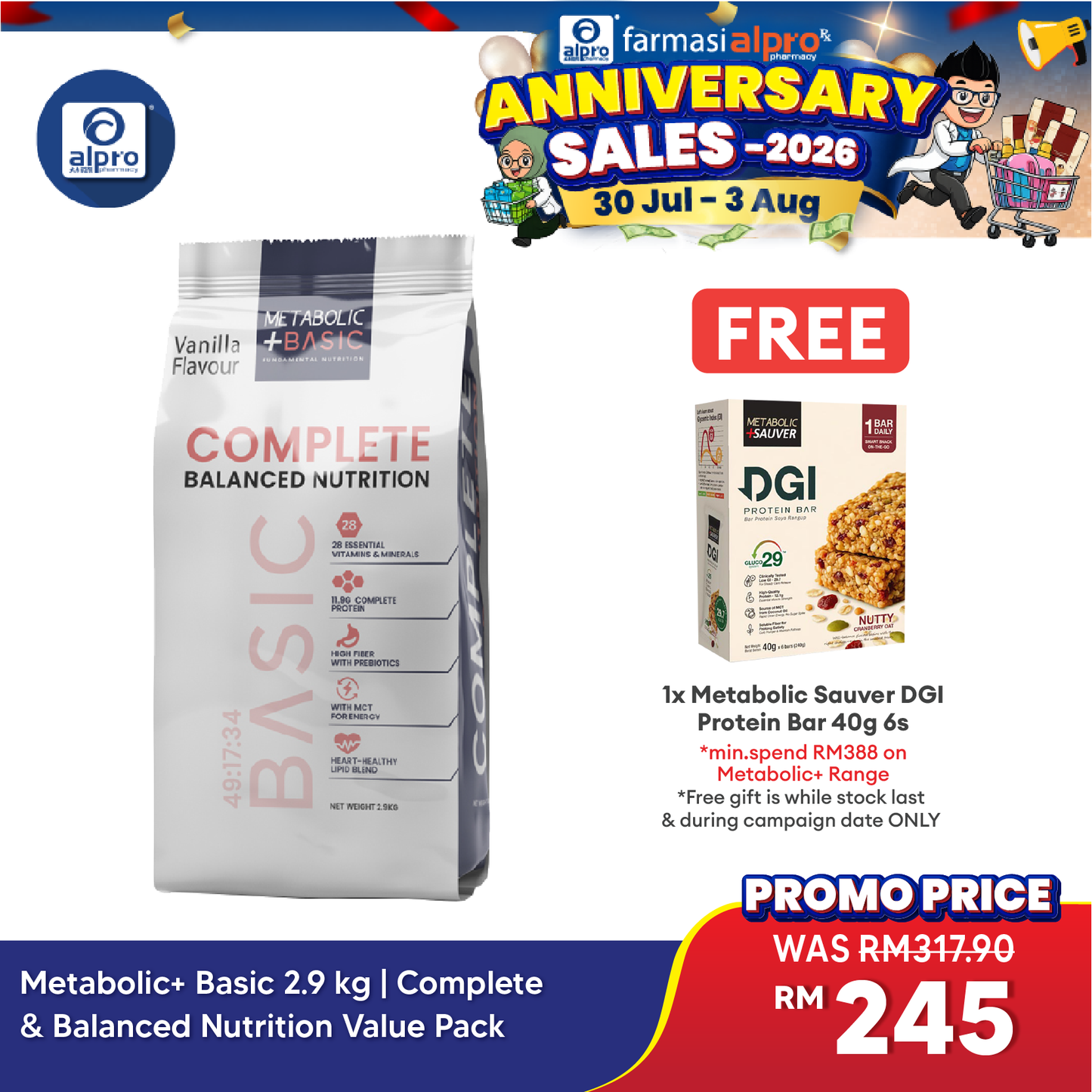 Metabolic+ Basic 2.9 kg | Complete & Balanced Nutrition Value Pack Metabolic