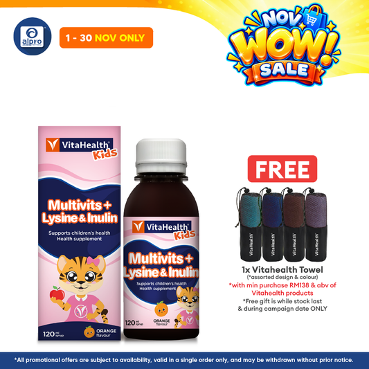 Vitahealth Kids Multivits + Lysine & Inulin 120ml | Complete Nutrition