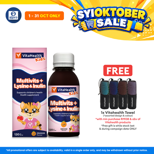 Vitahealth Kids Multivits + Lysine & Inulin 120ml | Complete Nutrition