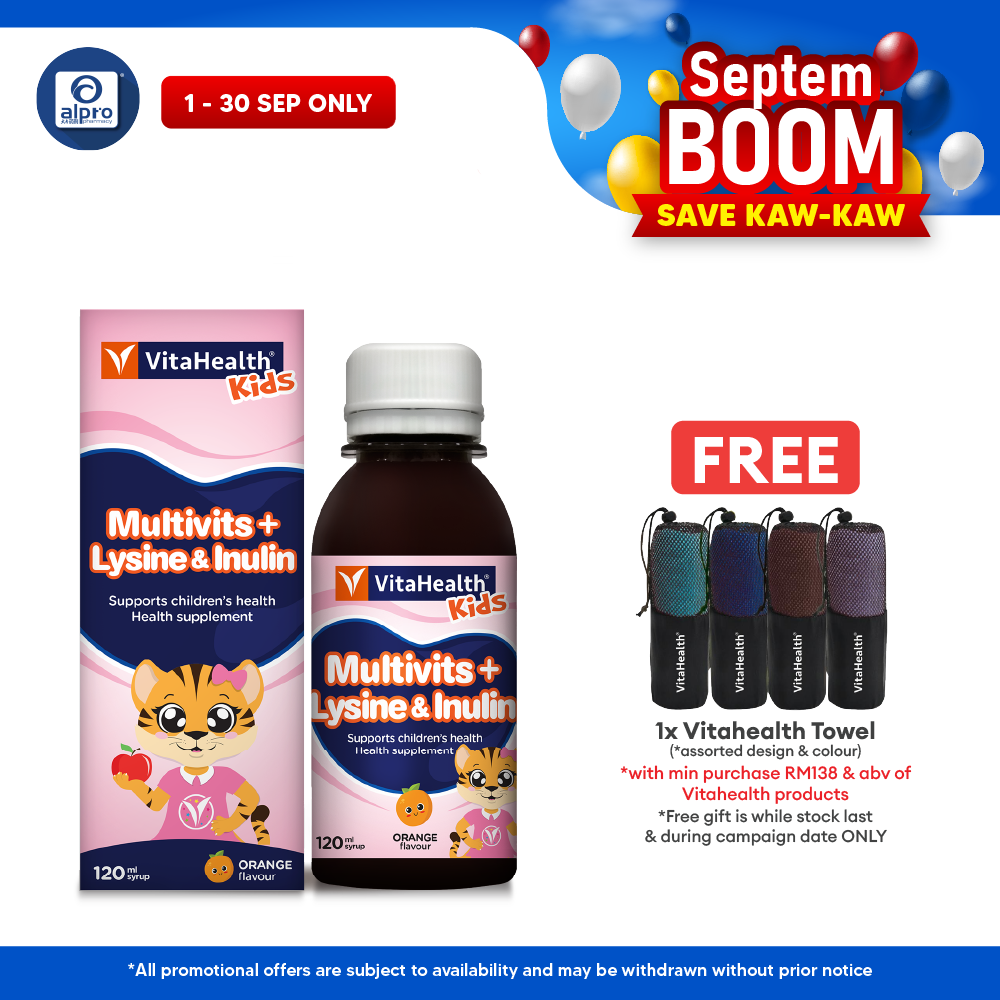 Vitahealth Kids Multivits + Lysine & Inulin 120ml | Complete Nutrition Vitahealth