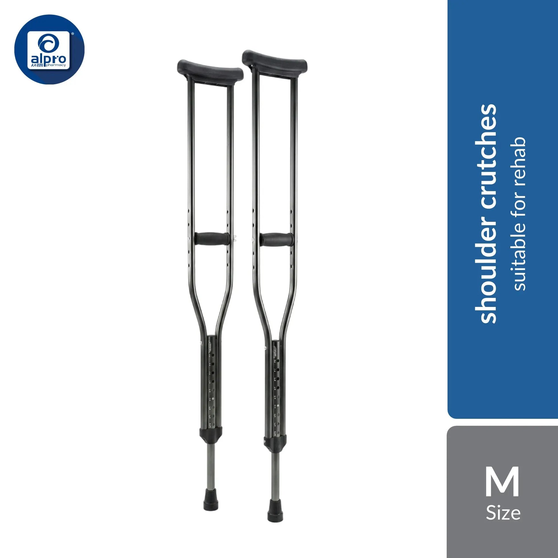 Anzen Aluminium Shoulder Crutches Adult (M/L) | With Warranty Anzen