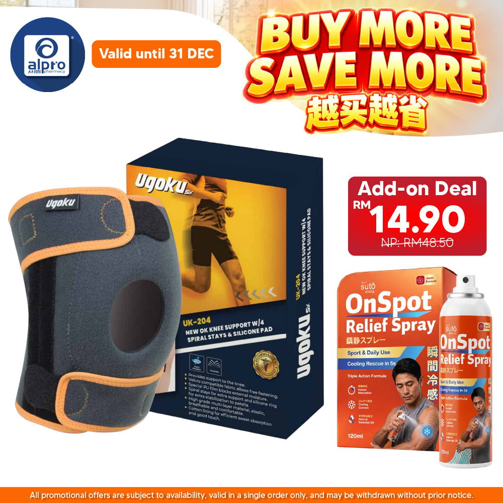 Ugoku New OK Knee Support With 4 Spiral Stays & Silicone Pad UK-204 | Best for Exercise & Active User