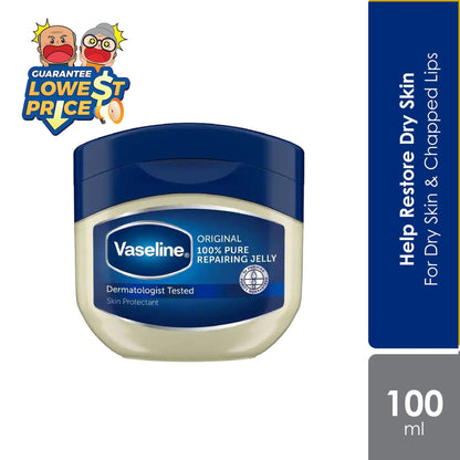 Vaseline Original 100% Pure Repairing Jelly 100ml | Helps Provides Dry Skin Relief Vaseline