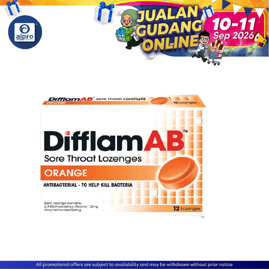 Difflam Ab Sore Throat Lozenges 12s | Orange Difflam
