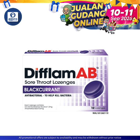 Difflam Ab Sore Throat Lozenges (blackcurrant) 12s Difflam