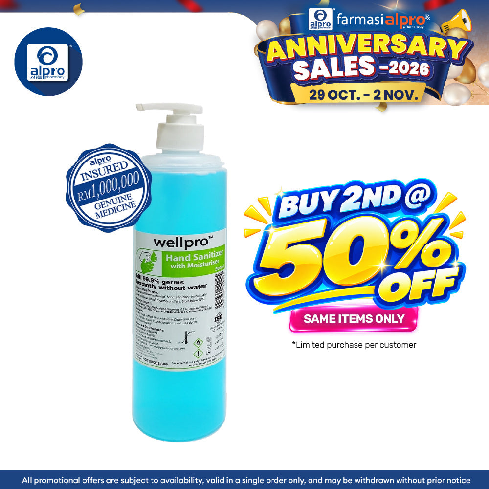 Wellpro Hand Sanitizer 500ml | Kills 99.9% of Germs