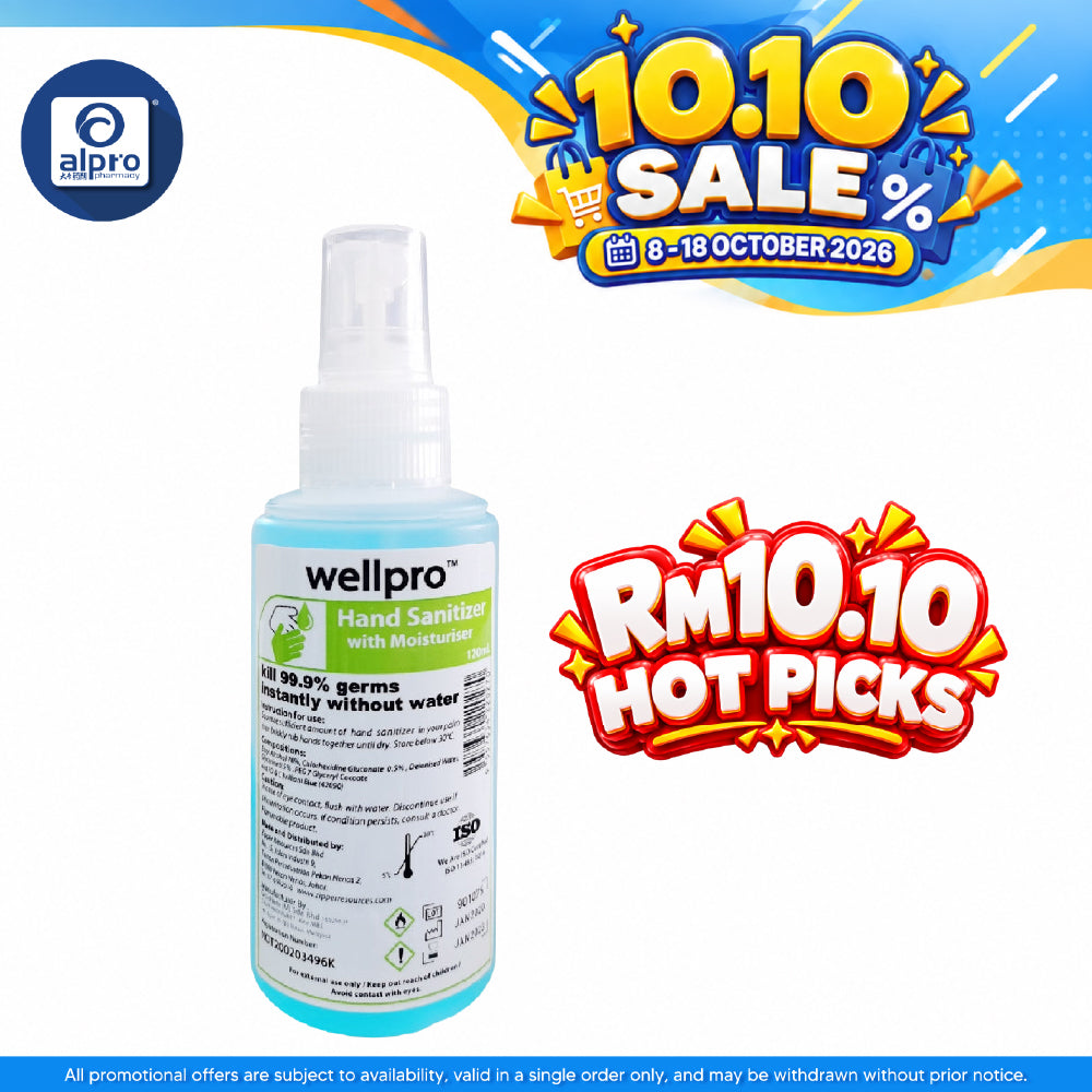 Wellpro Hand Sanitizer Spray 120ml | Kills 99.9% of Germs