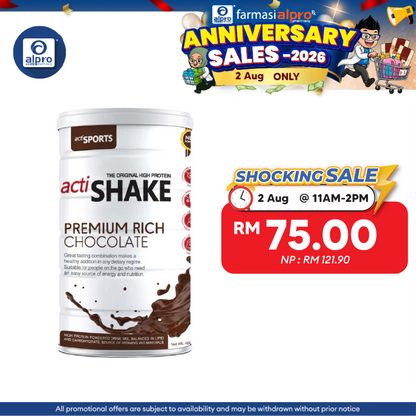 Actishake Premium Rich Chocolate 468g | High Protein for Weight Loss Actisport