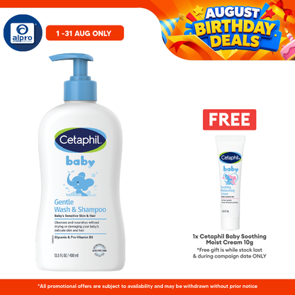 Cetaphil Baby Wash & Shampoo 400ml | Soft and Smoothing Cetaphil Baby