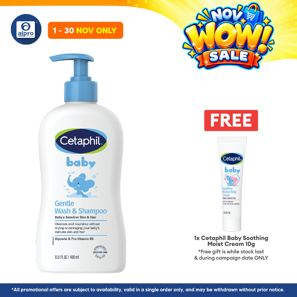 Cetaphil Baby Wash & Shampoo 400ml | Soft and Smoothing