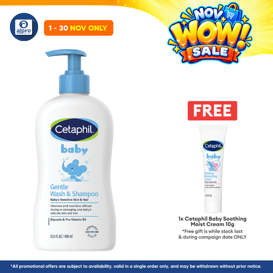 Cetaphil Baby Wash & Shampoo 400ml | Soft and Smoothing