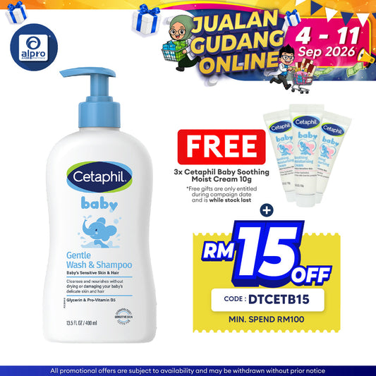 Cetaphil Baby Wash & Shampoo 400ml | Soft and Smoothing Cetaphil Baby