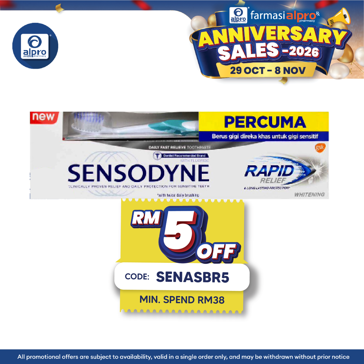 Sensodyne Rapid Relief 100g Free Toothbrush | Fast Relief for Sensitive Teeth