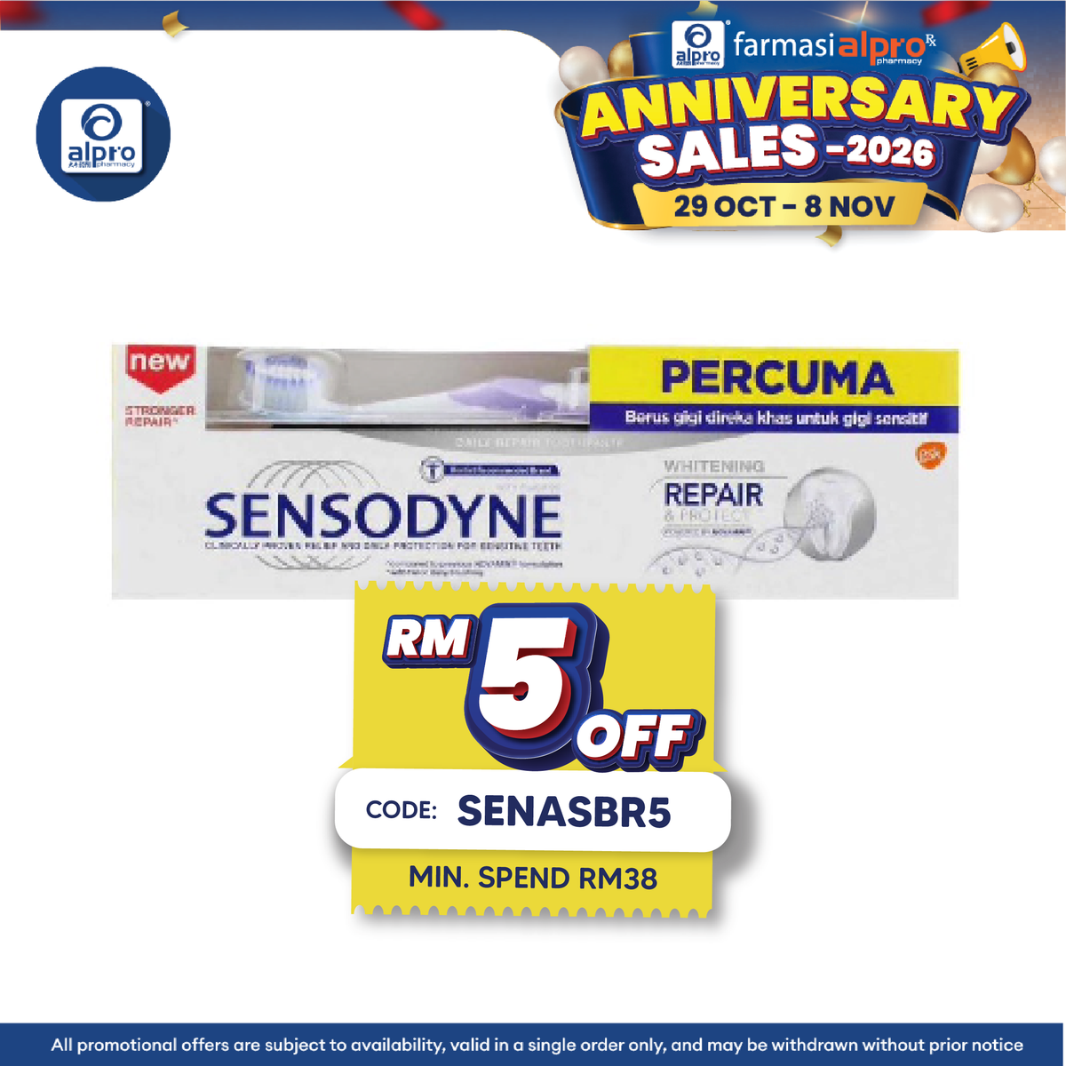 Sensodyne Repair & Protect Whitening 100g Free Toothbrush | Daily Repair For Sensitive Teeth