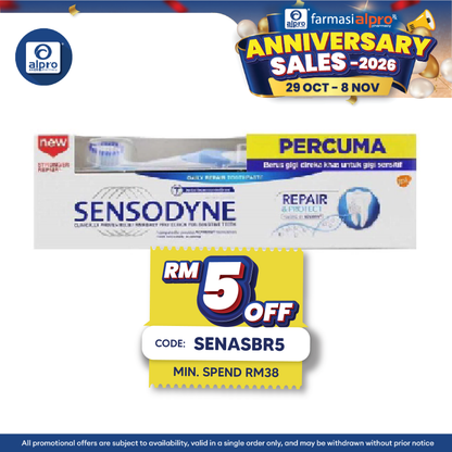 Sensodyne Repair & Protect 100g Free Toothbrush | Promotes Healthy Gums