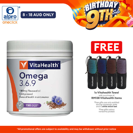 Vitahealth Omega-3,6,9 150S | Soothes Dry Eye & Skin Alpro Pharmacy