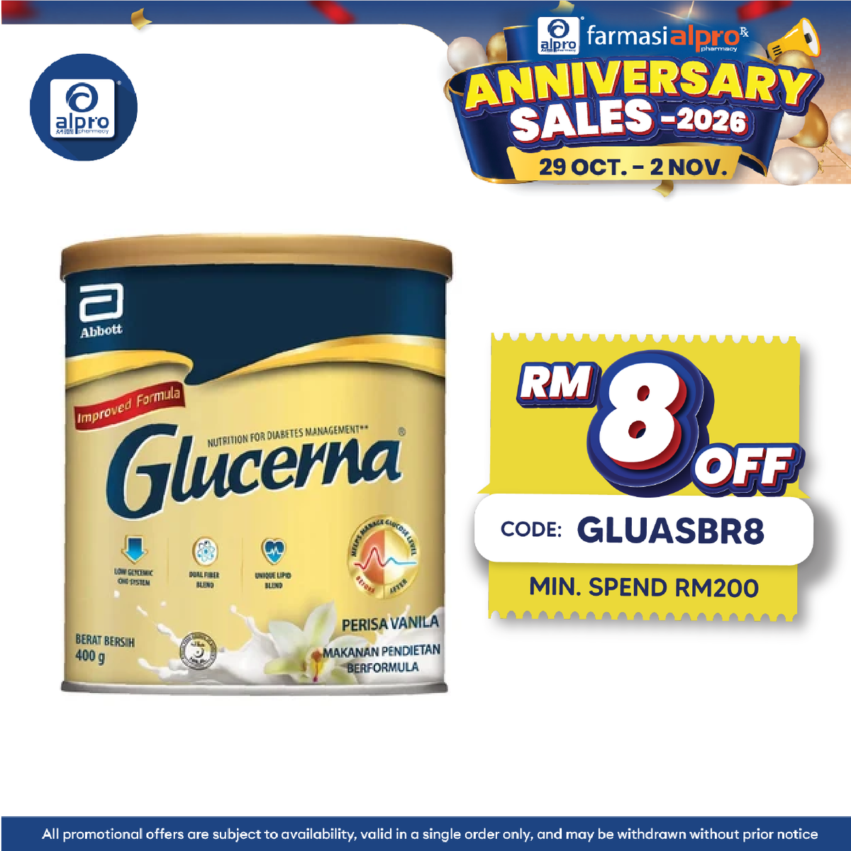 Abbott Glucerna Gold Vanilla 400g | Diabetes Formula