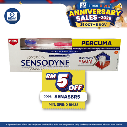 Sensodyne Sensitivity & Gum 100g Free Toothbrush | Relieve Tooth Sensitivity