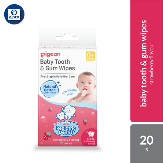Pigeon Baby Tooth & Gum Wipes Strawberry 20s | For Baby Healthy Teeth and Gum
