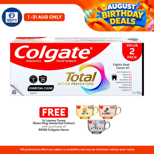 Colgate Total 12 Hour Protection Charcoal Deep Clean 150g 2s | Long Hour Protection Colgate