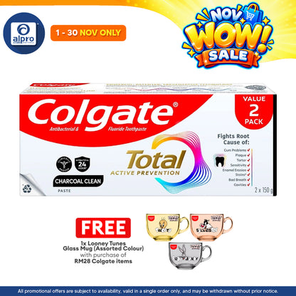 Colgate Total 12 Hour Protection Charcoal Deep Clean 150g 2s | Long Hour Protection