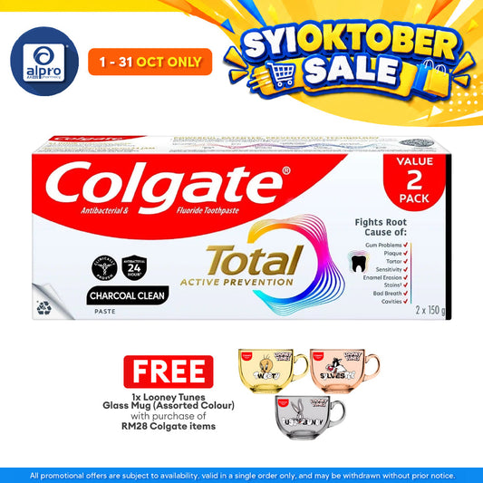 Colgate Total 12 Hour Protection Charcoal Deep Clean 150g 2s | Long Hour Protection