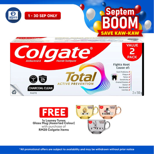 Colgate Total 12 Hour Protection Charcoal Deep Clean 150g 2s | Long Hour Protection Colgate