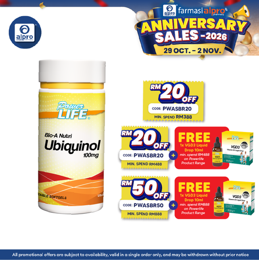 Powerlife Bio-A Nutri Ubiquinol 100mg 30s | Energy for Healthy Body