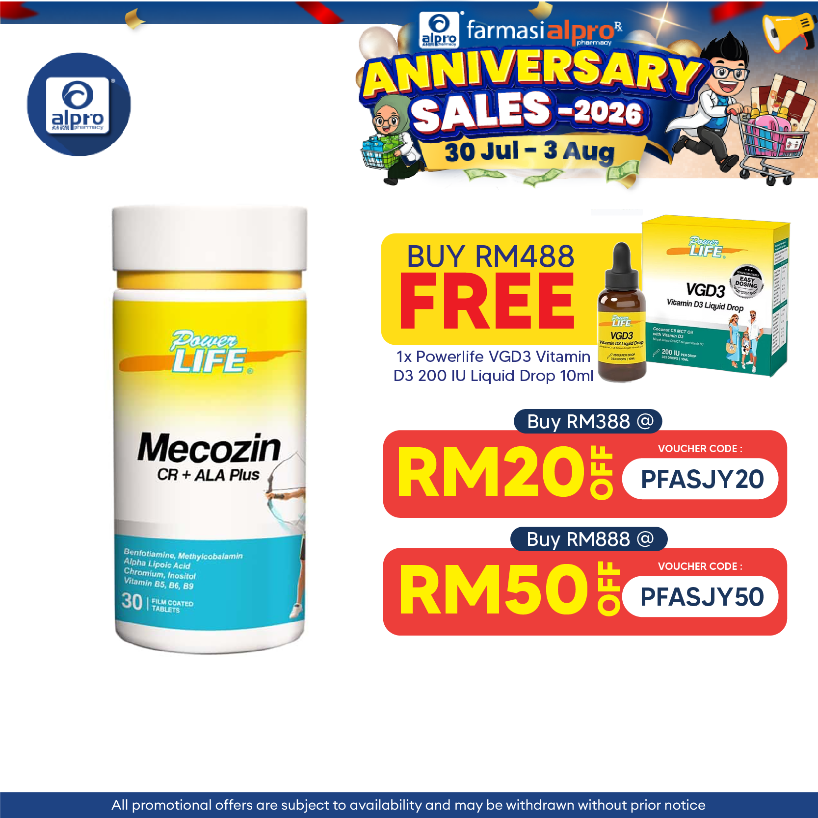 Powerlife Mecozin CR + ALA Plus 30s Powerlife