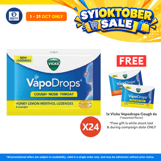 Vicks Vapodrops Cough Honey Lemon 6s x 24 | Triple Action Lozenges