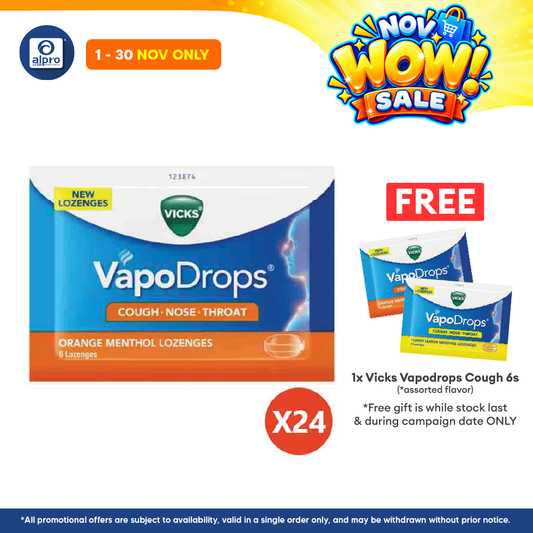 Vicks Vapodrops Cough Orange 6s  x 24 | Triple Action Lozenges