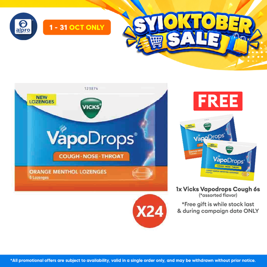 Vicks Vapodrops Cough Orange 6s  x 24 | Triple Action Lozenges