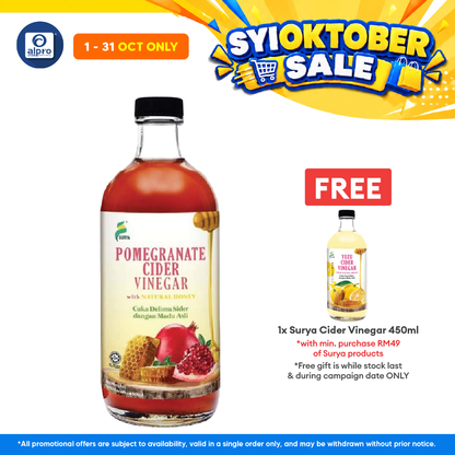 Surya Pomegranate Cider Vinegar With Natural Honey 450ml | Improve Heart Health & Memory