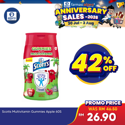 Scotts Multivitamin Gummies Apple 60s | Supports Growth Development Scotts