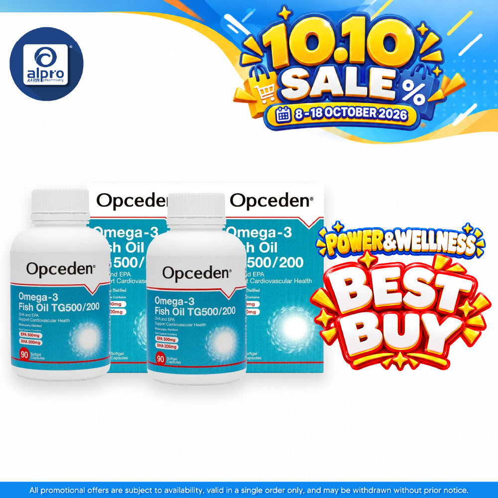 Opceden Omega-3 Fish Oil TG500/200 1000mg 2x90s Twin Pack | High Strength Fish Oil Omega 3