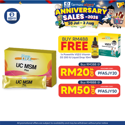 Powerlife UC MSM Plus 7s x 6.2g Powerlife
