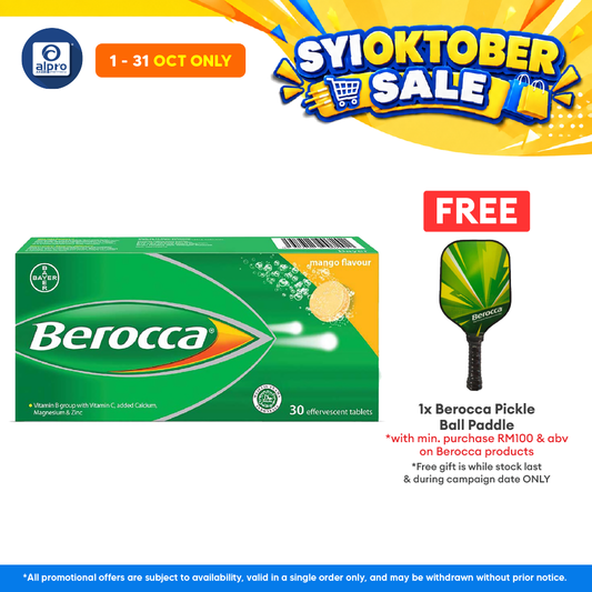 Berocca Performance Mango Effervescent Tablets with Vitamin C 30s | Helps Reduce Tiredness and Fatigue